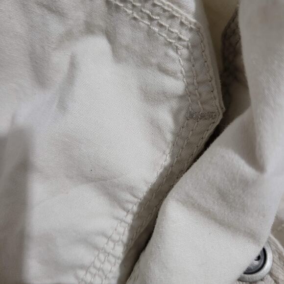 Vintage Cargo Capri Shorts Beige Bermuda Low Rise Embroidery Ruched Y2K Size 10 - Picture 12 of 13